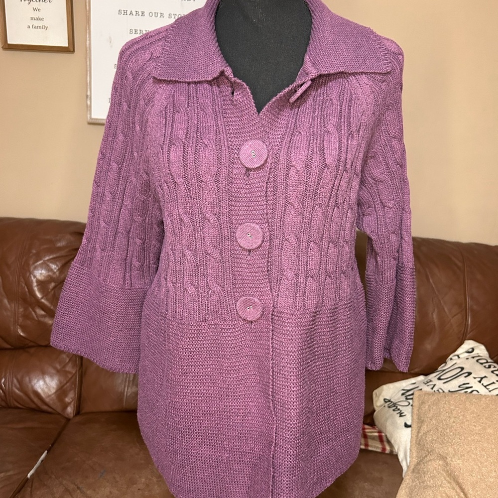 Croft & Barrow Women's Purple Cable Knit Sweater